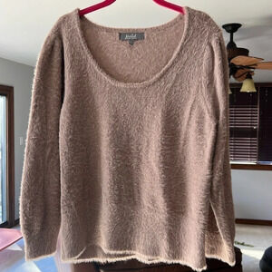 Marled Reunited Clothing Sweater Womens Pink Gold Metallic Scoop Neck Lg